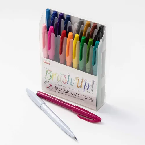 Vista 9 de Pentel XSES15C-5 - Bolígrafo con autógrafo, pincel al tacto, juego de 5