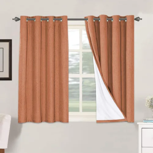 Vista 120 de H.VERSAILTEX Cortinas 100% opacas con aislamiento térmico, texturizadas, de lino, con bloqueo completo de calor y luz, para sala de estar y Negro