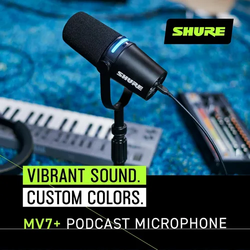 Vista 6 de Shure MV7+ - Micrófono dinámico para podcasts, certificado OBS, audio mejorado, panel LED, salidas USB-C y XLR, modo de nivel automático, filtro