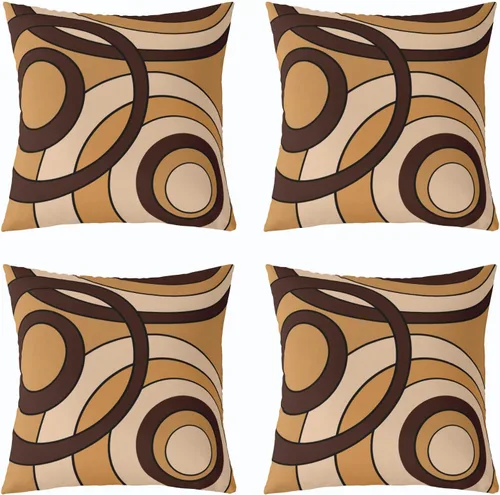 Vista 15 de Erosebridal Paquete de 4 fundas de almohada con diseño de círculos circulares y retro, color verde azulado degradado, fundas de cojín redondas Multi