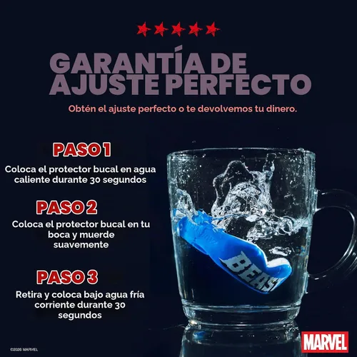 Vista 4 de Marvel Protector bucal deportivo, protector bucal de doble capa para adultos y jóvenes con estuche (bestia, junior (hasta 11 años))