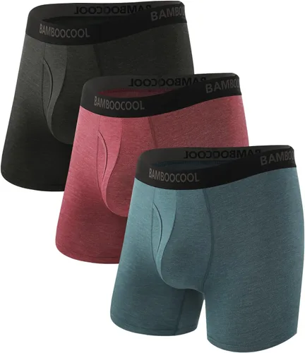 Vista 7 de BAMBOO COOL Calzoncillos tipo bóxer transpirables para hombre con bragueta que absorbe la humedad, ropa interior ligera, paquete de 7