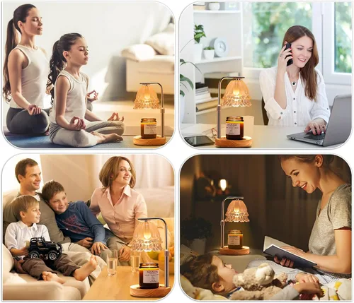 Vista 6 de Beautycity Lámpara calentadora de velas, calentador de velas inalámbrico remoto para velas de tarro, lámpara eléctrica con temporizador y atenuador