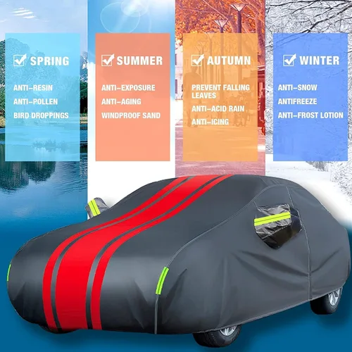 Vista 14 de Funda completa de automóvil compatible con Audi Q2/Q3/Q4/Q5/Q6/Q7/Q8, para todo tipo de clima, impermeable, transpirable, con cremallera, cubierta