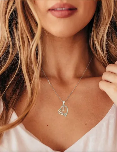 Vista 2 de ITS4YEO 925 Sterling Silver Infinity Heart Pendant Initial Necklaces Silver Necklace Zircon Pendant Necklaces for Women Jewelry Gift for Women Wife