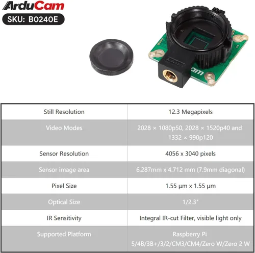 Vista 6 de UCTRONICS Arducam para cámara Raspberry Pi HQ, 12.3MP IMX477 módulo de cámara para Raspberry Pi5/4B/3B+/Zero