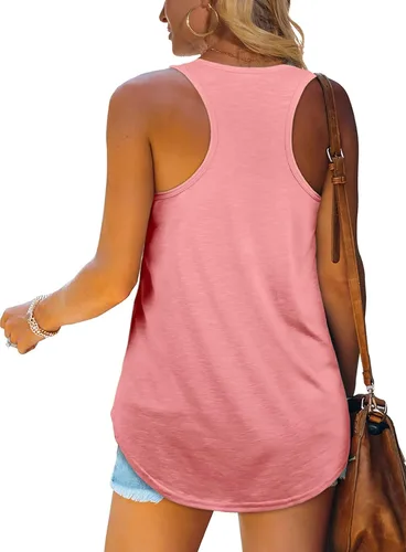 Vista 2 de XIEERDUO Camiseta sin mangas con espalda cruzada para mujer ajuste holgado cuello en U