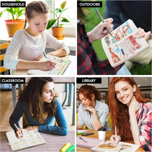 Vista 6 de feela Kit de Diario con Puntos, Cuaderno Planificador de Tapa Dura con Cuadrícula de Puntos para Principiantes Mujeres y Niñas, Toma de Notas