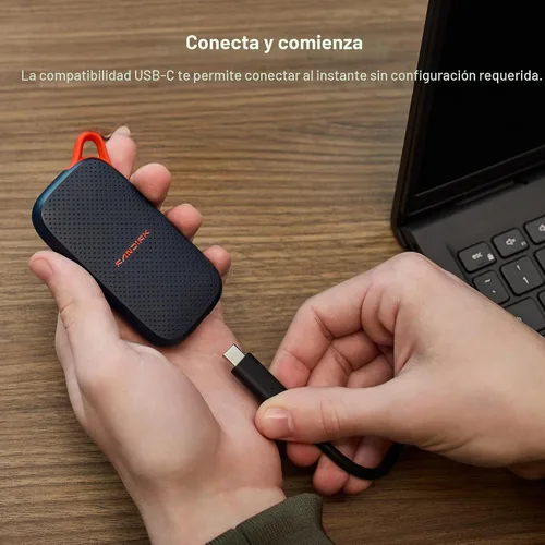 Vista 4 de Sandisk SSD portátil de 500 GB, velocidades de lectura de hasta 1000 MB/s Negro