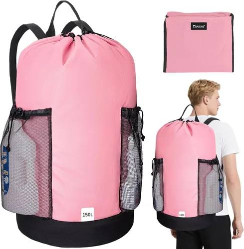 Vista 23 de BALEINE Mochila Bolsa de Lavandería de 120L, Tela Oxford 900D Bolsas Grandes de Lavandería de Viaje con Correas para el Hombro y 2 Bolsillos