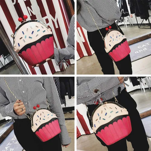 Vista 2 de QZUnique Bolso cruzado de la forma de la comida Bolso del cuerpo de la PU del bolso de la historieta del helado del bolso del bolso del bolso