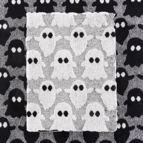 Vista 3 de Quera Paquete de 2 toallas de mano de Halloween, fantasma, color blanco y negro, juego de toallas decorativas para baño, para secar, limpiar