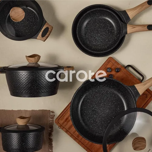 Vista 9 de CAROTE Juego de 26 piezas de ollas y sartenes antiadherentes, juego de utensilios de cocina ollas y sartenes de inducción, cocina antiadherente