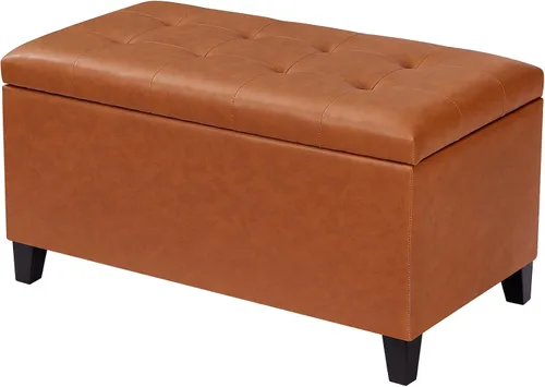 Vista 18 de Joveco Banco Otomán de Almacenamiento, 33 Pulgadas de Cuero Sintético Rectangular con Capitoné, Taburete para los Pies al Pie de la Cama