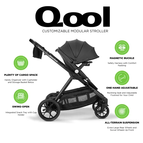 Vista 5 de Nuevo Joovy Qool - Cochecito modular personalizable - Configuraciones triples dobles individuales, Jet