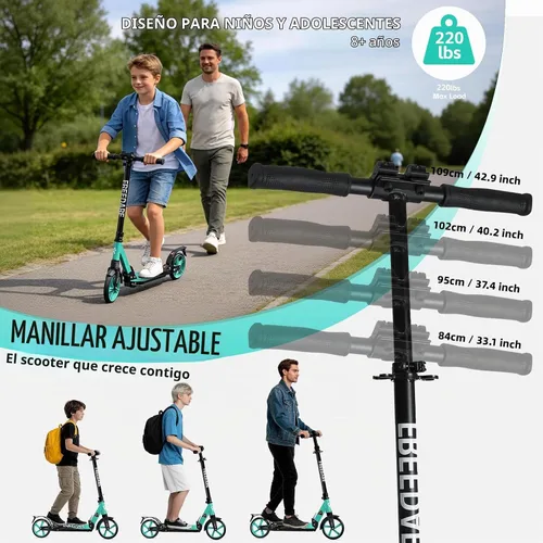 Vista 3 de FREEDARE Foldable Kick Scooter for Ages 8+ Kid & Teens, Adults, Multi
