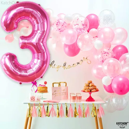 Vista 555 de KatchOn Globo negro del número 1 de 40 pulgadas, globo de feliz cumpleaños Large Mylar Number One Balloon for 1st Birthday Decorations, Foil