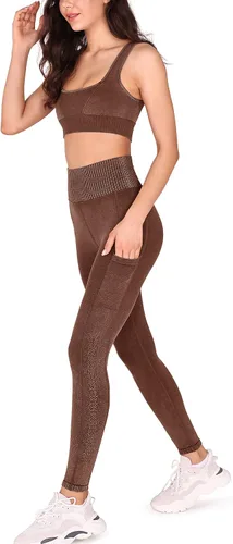 Vista 2 de ODODOS Leggings sin costuras para mujer, cintura alta, acanalados, para entrenamiento, gimnasio, correr, yoga