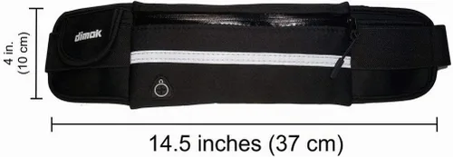 Vista 5 de Cinturón canguera para correr de Dimok. Resistente al agua, para corredores, cinturón canguera para senderismo, ejercitación. Bolsa para correr Negro