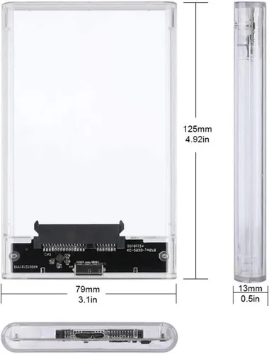 Vista 5 de Tianle Carcasa para disco duro de 2.5 pulgadas, SATA a USB 3.1 6 Gbps, caja transparente para disco duro externo sin herramientas, compatible