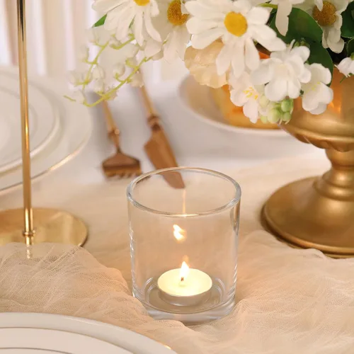 Vista 8 de DARJEN Juego de 6 Portavelas Votivas Transparentes Más Grandes - Portavelas de Vidrio para Velas de Té, Portavelas Transparentes para Bodas, Fiestas