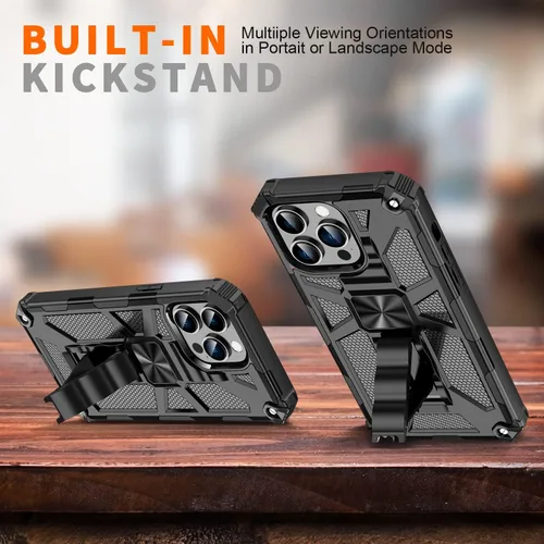 Vista 8 de for iPhone Case, Heavy Duty Military Grade Drop Tested Cover with Built-in Kickstand and for Magnetic Ring (Black,iPhone 11)
