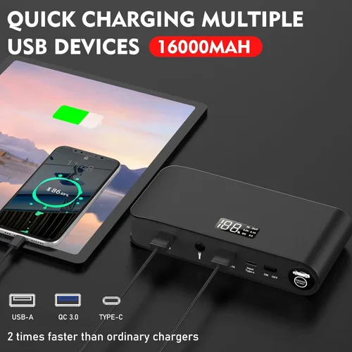 Vista 3 de BooKoo Arrancador de Batería de Coche 4000A, Cables de Puente de Batería Portátiles de 16000mAh para Automóviles 8L de Gasolina 7L de Motores
