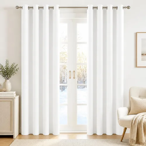 Vista 135 de Deconovo Cortinas opacas 100% con forro negro, cortinas con ojales aisladas térmicamente que reducen el ruido, doble capa para oscurecer