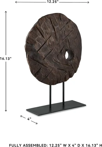 Vista 9 de Signature Design by Ashley Dashburn - Escultura casual de madera, color negro y marrón oscuro