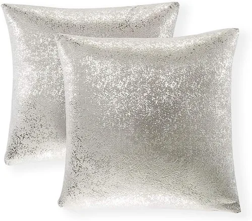 Vista 55 de Xinrjojo Juego de 2 almohadas brillantes en negro y dorado, almohadas suaves y brillantes decorativas, juego de fundas de almohada cuadradas negras
