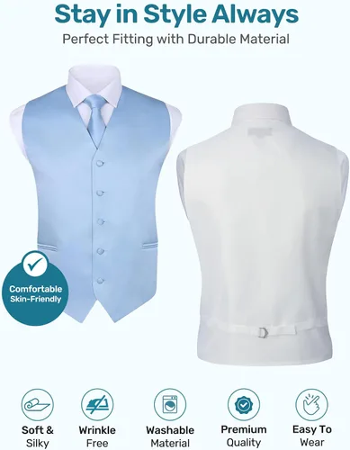 Vista 5 de S.H. Churchill & Co. Conjunto de chaleco de 4 piezas para hombre, con corbatín, corbata para el cuello y pañuelo de bolsillo
