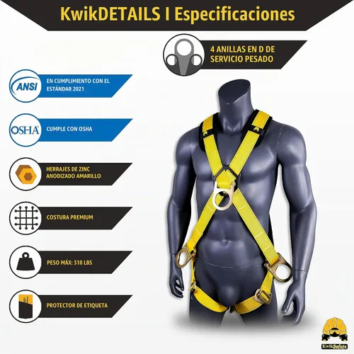 Vista 5 de KwikSafety MONSOON Safety Harness ANSI OSHA Fall Protection Gear