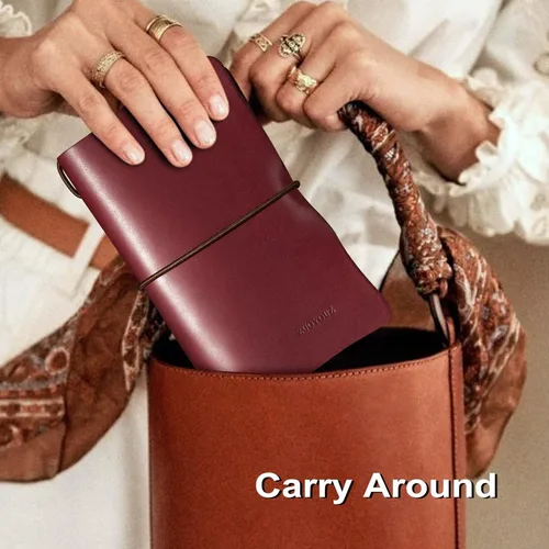 Vista 4 de ZUOYOUZ Cartera de cuero para mujer con cremallera de gran capacidad Rojo vino Vintage