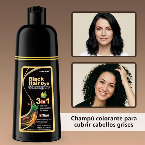 Vista 5 de IIIMEIDU MEIDU Champú de tinte para cabello negro 3 en 1 para mujeres