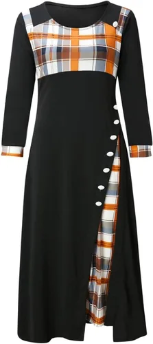 Vista 4 de Vestido Casual de Manga Larga con Cuello en O para Mujer Mini Vestido Fluido de Otoño 63