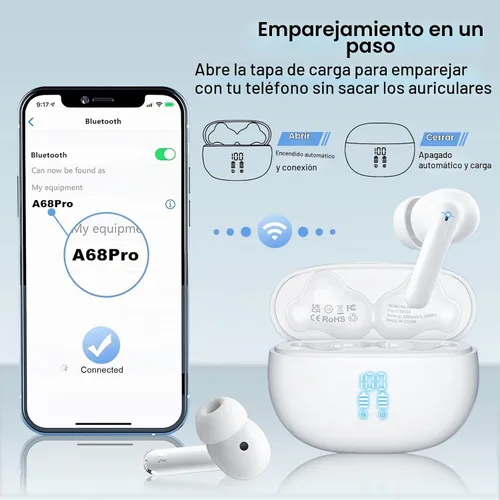 Vista 6 de Auriculares inalámbricos, Bluetooth 5.4 Auriculares estéreo y llamadas