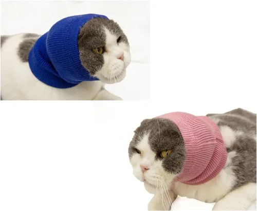 Vista 16 de Paquete de 2 protectores de orejas de gato sin arañazos para el cuidado de heridas 1azul+1 gris