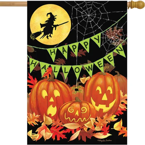 Vista 2 de Briarwood Lane Bandera de casa de 40 x 28 pulgadas para Halloween al aire libre Haunts For Halloween House Flag Halloween Haunts