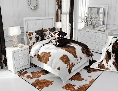 Vista 6 de Juego de 2 fundas de almohada con estampado de piel de vaca de 16"x16", fundas de cojín de piel de vaca para sala de estar, dormitorio, casa