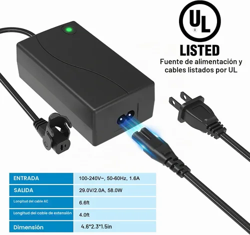 Vista 2 de Fuente de alimentación reclinable, modelo ZB-H290020-A Adaptador universal de CA/CC, 29V 2A Transformador Conector de 2 pines, piezas de repuesto