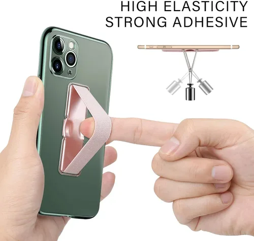 Vista 3 de Soporte de teléfono celular para mano, soporte de dedo de teléfono con soporte para teléfono, adecuado para iPhone, Samsung y la mayoría de Negro
