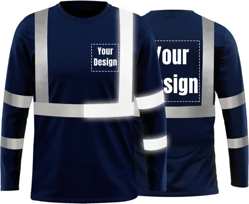 Vista 31 de La alta visibilidad reflexiva de las camisetas de la seguridad del logotipo de encargo Hola Vis de Verde neón