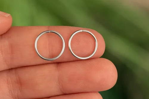 Vista 120 de Aretes de aro de oro de plata – Aretes de aro para mujer, dos piezas de aros de plata fina rellenos de oro, aro de hélice, anillo de tragus, aro