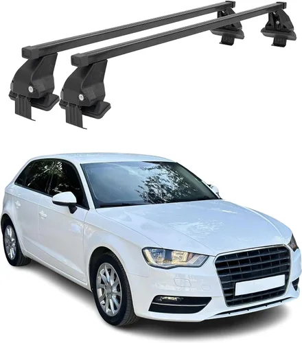 Vista 19 de OMAC Portaequipajes de techo liso para Audi A3 2005-2012 3Dr negro / barras transversales de techo de automóvil de carga de 110 libras - Aluminio