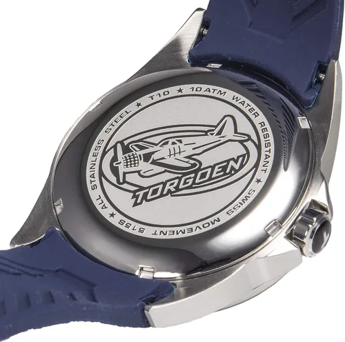 Vista 3 de Torgoen T10 - Reloj Pilot de carbono para hombre, cuarzo suizo, cristal de zafiro con correa de silicona