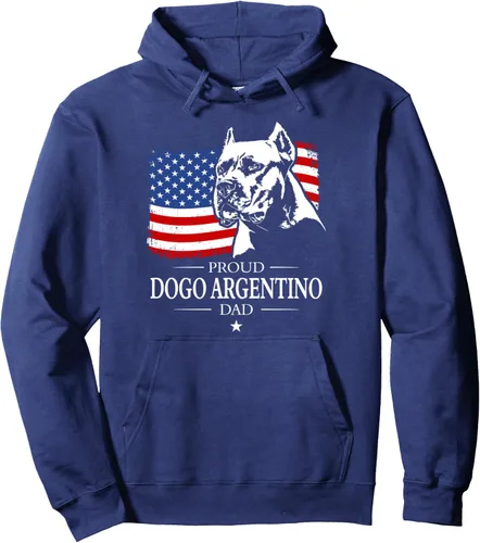 Vista 4 de Orgulloso Dogo Argentino Dad - Sudadera con capucha patriótica para perro, Negro