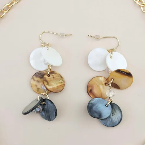 Vista 6 de BOCAR 2 Layer Statement Choker Shell Necklace and Earring Set for Women Gift