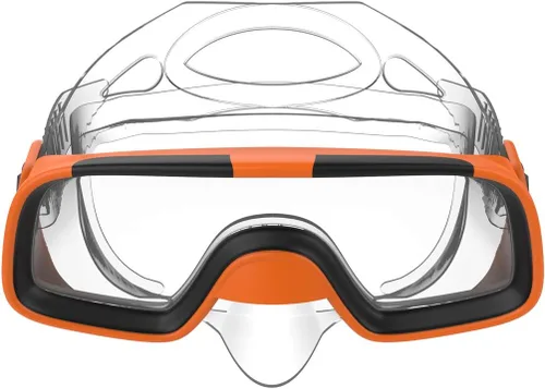 Vista 2 de Niños Niños Natación Buceo Snorkel Respiración Tubo Aletas Buceo Juego de lentes, Naranja