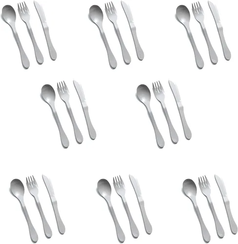 Vista 2 de KNORK Eco - Juego de cubiertos reutilizables de bambú de 24 piezas (tenedor, cuchillo, cuchara), color gris