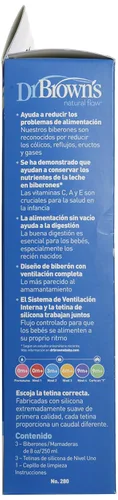 Vista 5 de Dr. Brown's Biberones anticólicos Natural Flow - 8oz - Paquete de 3